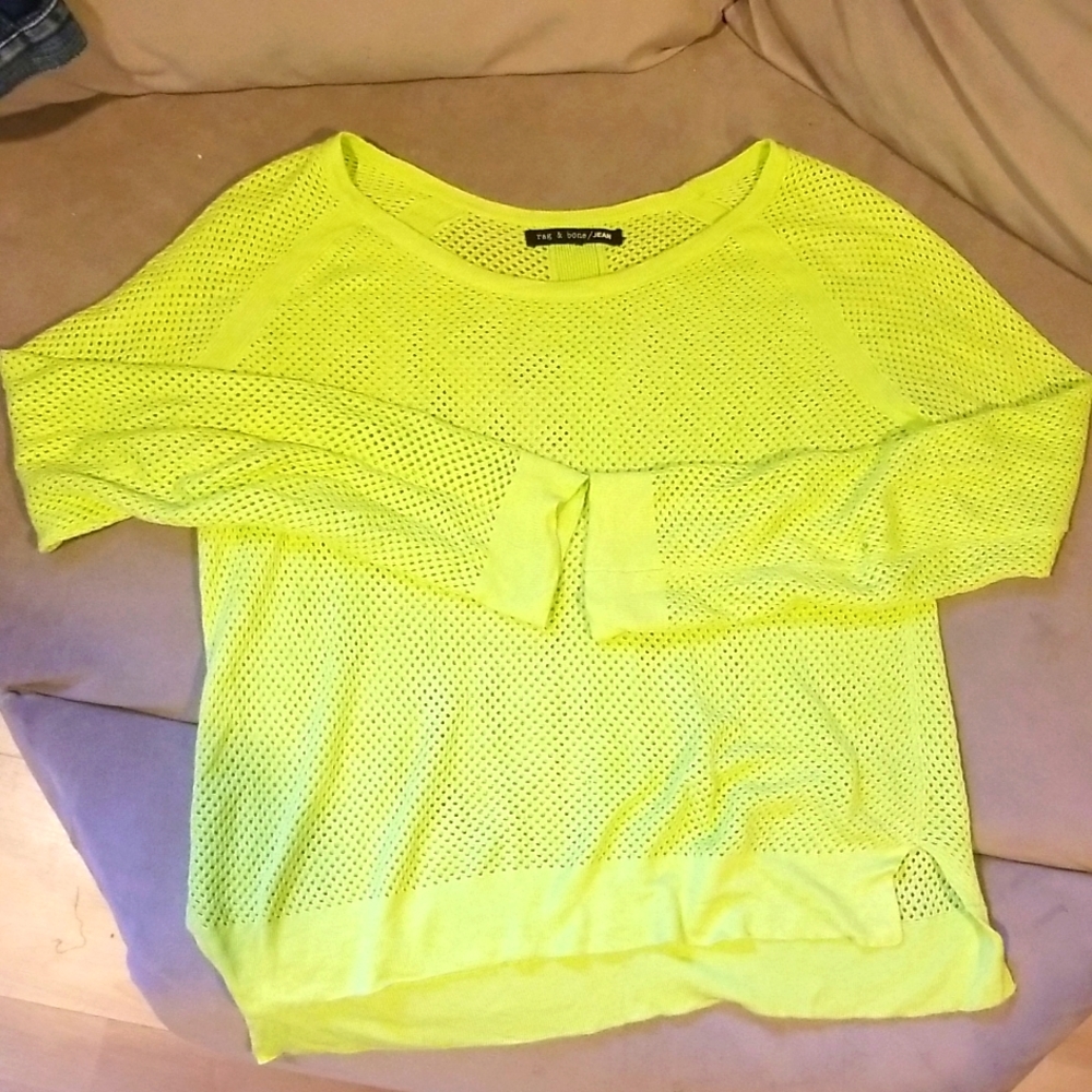 Rag & Bone See Through Lime Green Sweater GUC